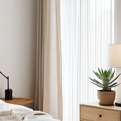 Home 11 **
"A bright, minimalist bedroom with sheer linen curtains letting in natural light. A simple nightstand with a lamp, a book, and a small succulent. Neutral color palette, focus on serenity and simplicity. Soft, diffused lighting. Interior design, wide shot."
**