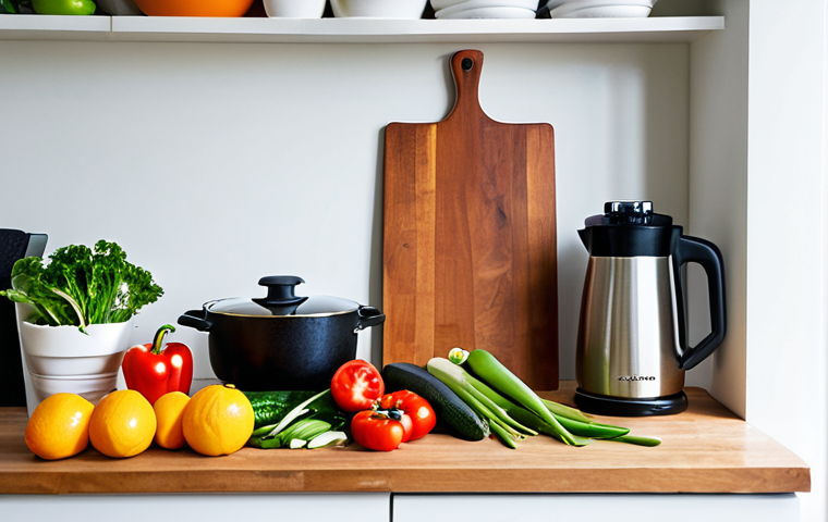 **Image Prompt:** A minimalist kitchen scene with essential vegetarian cooking tools (chef's knife, cutting board, cast iron skillet, blender) neatly arranged. Fresh produce (colorful vegetables, fruits, herbs) is displayed in an organized, uncluttered refrigerator. Natural light streams in, creating a sense of calm and intentionality.