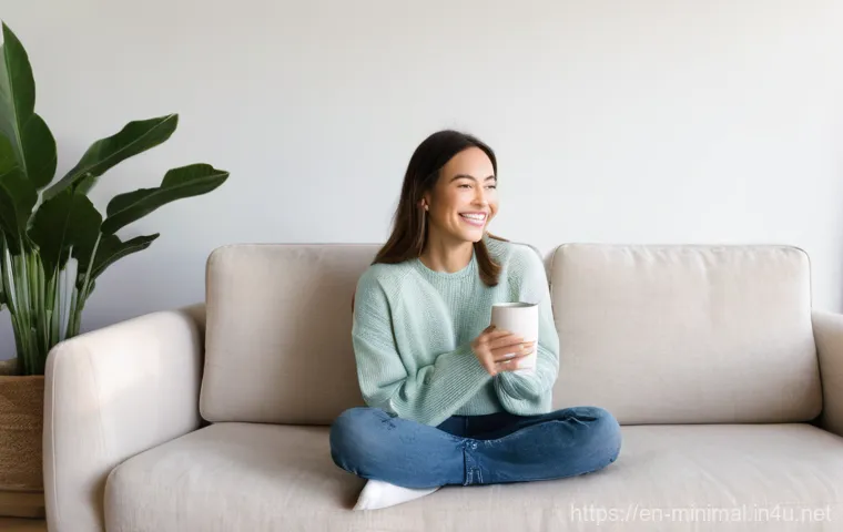 미니멀라이프 무리한 소비 절제 - **Prompt 1: Serene Decluttered Sanctuary**
    A bright, peaceful image of a minimalist living room ...