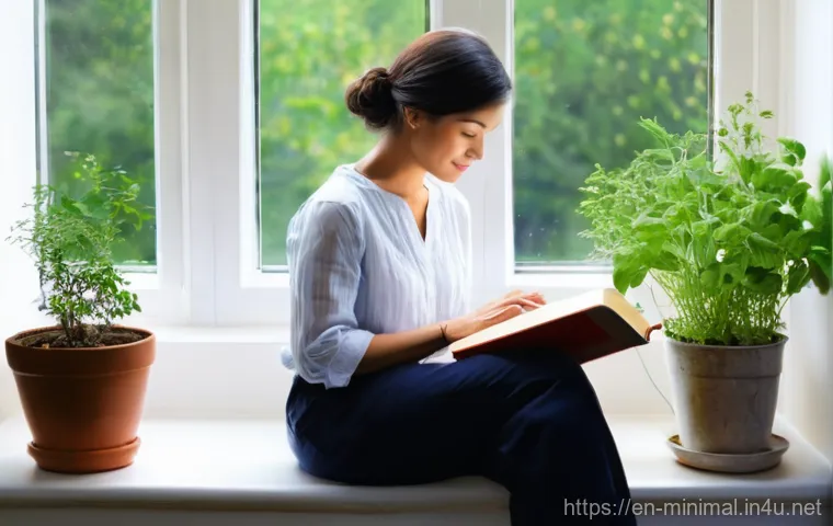 미니멀라이프 무리한 소비 절제 - **Prompt 1: Serene Decluttered Sanctuary**
    A bright, peaceful image of a minimalist living room ...
