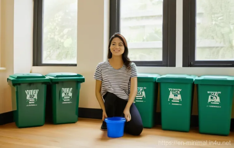 미니멀라이프 일상 습관 - **Prompt:** A young adult, dressed in comfortable, modest casual wear like a soft t-shirt and leggin...