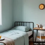 Home 18 미니멀라이프 여유 시간을 만드는 방법 - A cozy, sunlit bedroom scene featuring a neatly arranged outfit laid out on a chair and a healthy br...